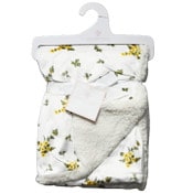 Wholesale - 1pc Mink & Sherpa Blanket - Mustard Ditsy Floral C/P 48, UPC: 195010142533